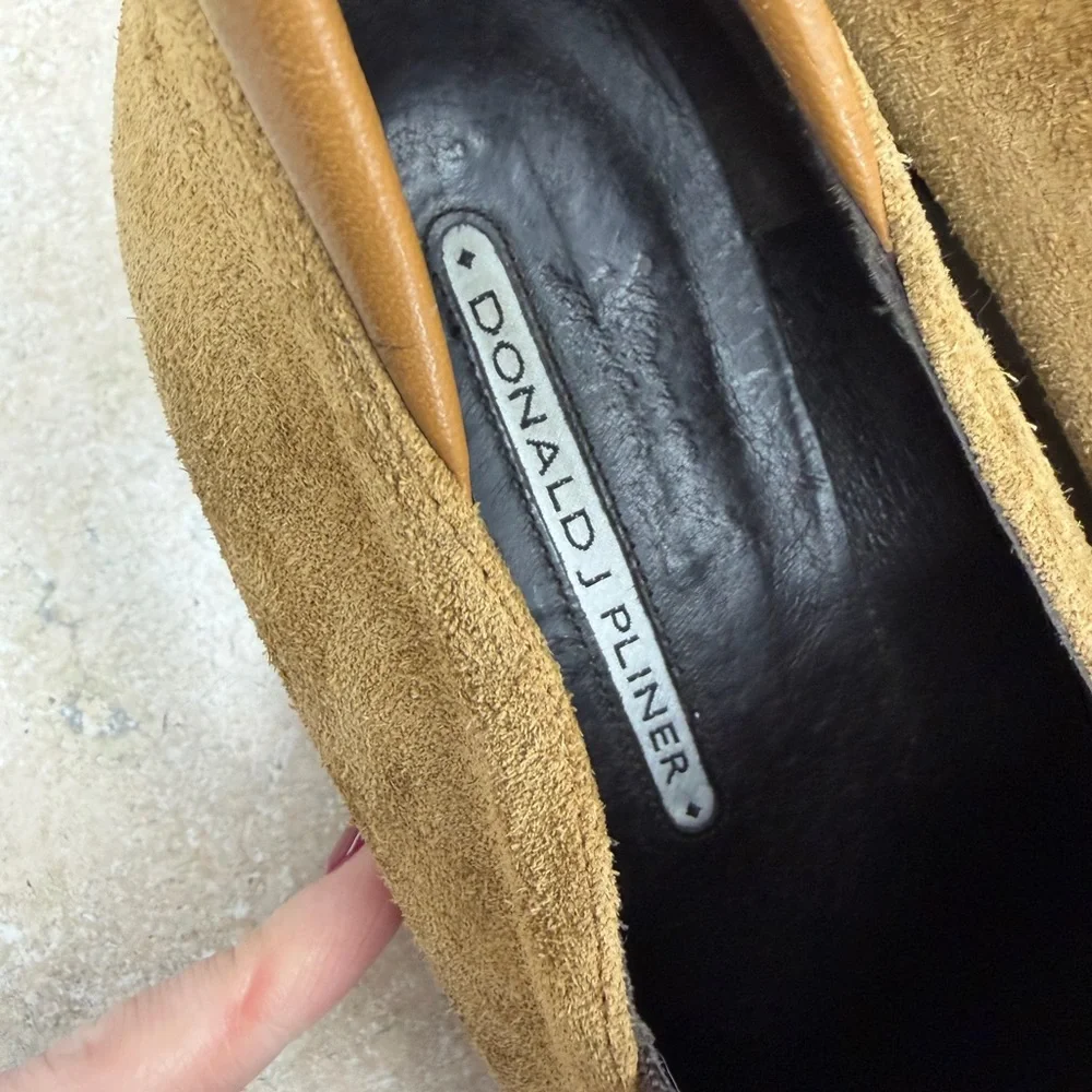 Donald J. Pliner Tan Suede Wedge Loafers